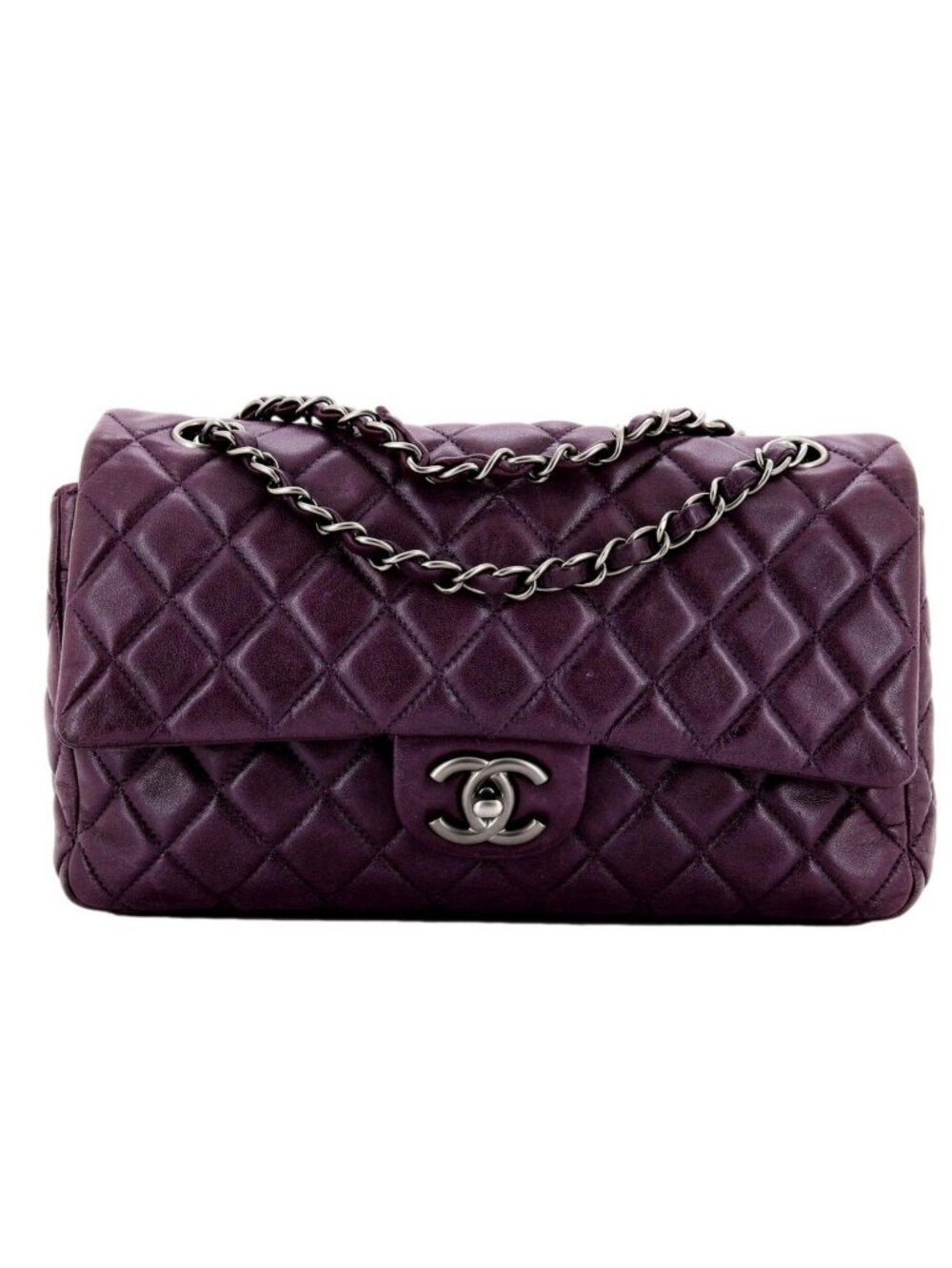 Chanel Classic Flap Purple Soft Lambskin Chain Shoulder Bag